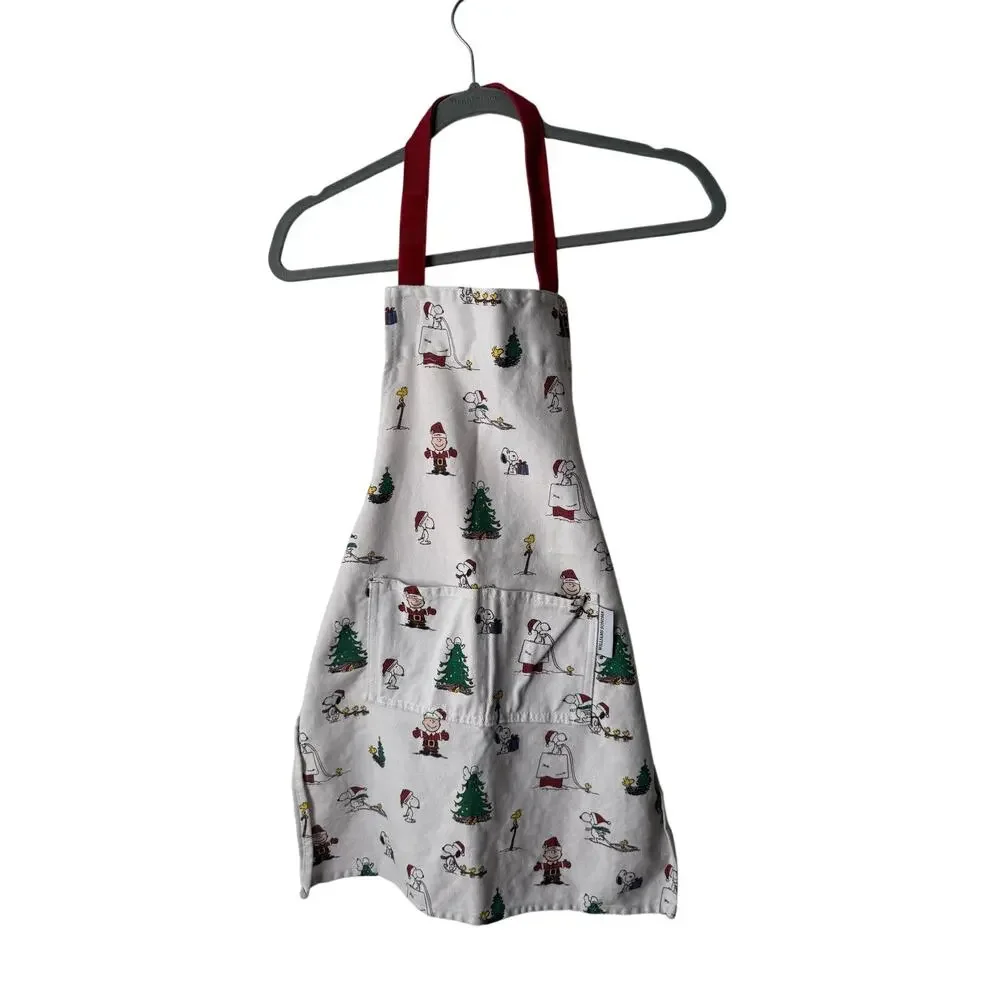 Williams Sonoma Peanuts Christmas Apron Kids Size 20in by 24in
